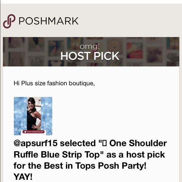 Blue stripe top with off-the-shoulder ruffles - Picture 8 of 8